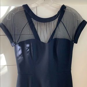 Petite Navy blue dressy dress sheer top